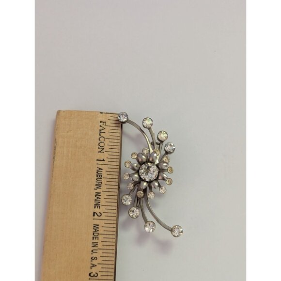 Vintage Silver Rhinestone Starburst Brooch Pin - Picture 4 of 4